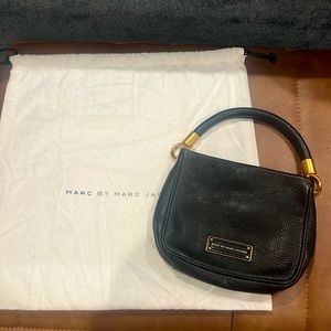 NWOT Marc by Marc Jacobs small handle bag in black with gold color hardware